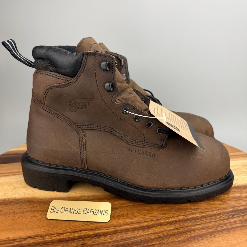 Red Wing 4433 SuperSole Waterproof Steel Toe Metguard Brown Boots 8 2E Wide NEW